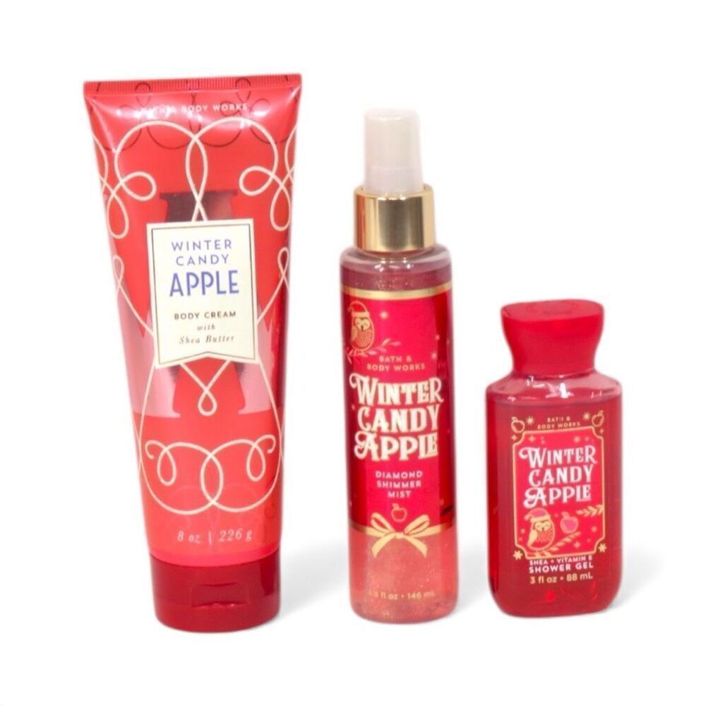 Bath & Body Works Winter Candy Apple Lot Shimmer Mist Body Cream Shower Gel New